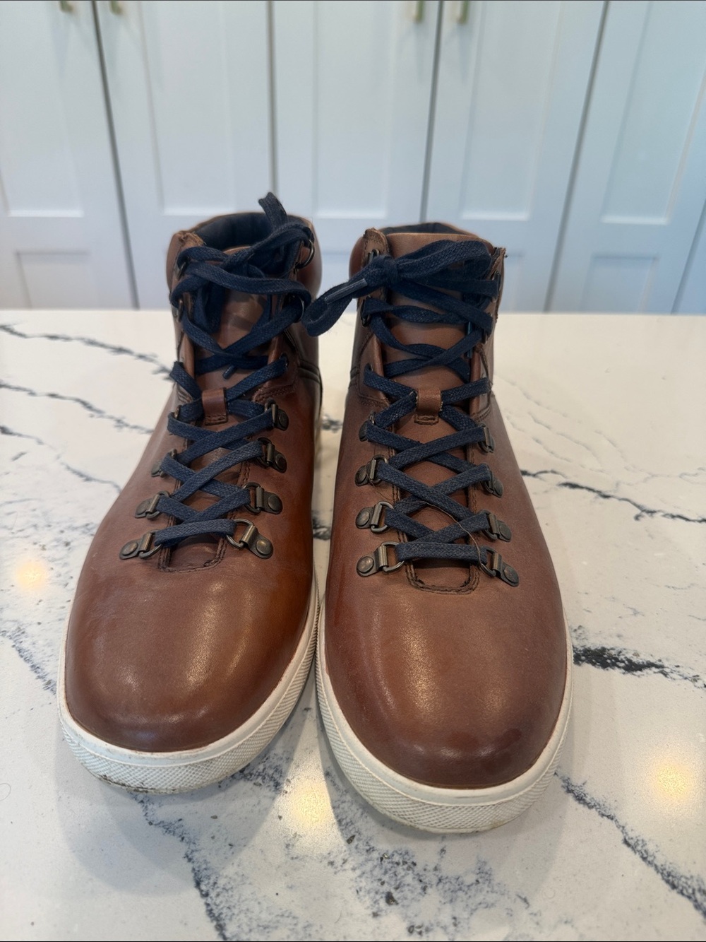 Joe's Jeans Brown Leather Chukka Boots with Navy Laces